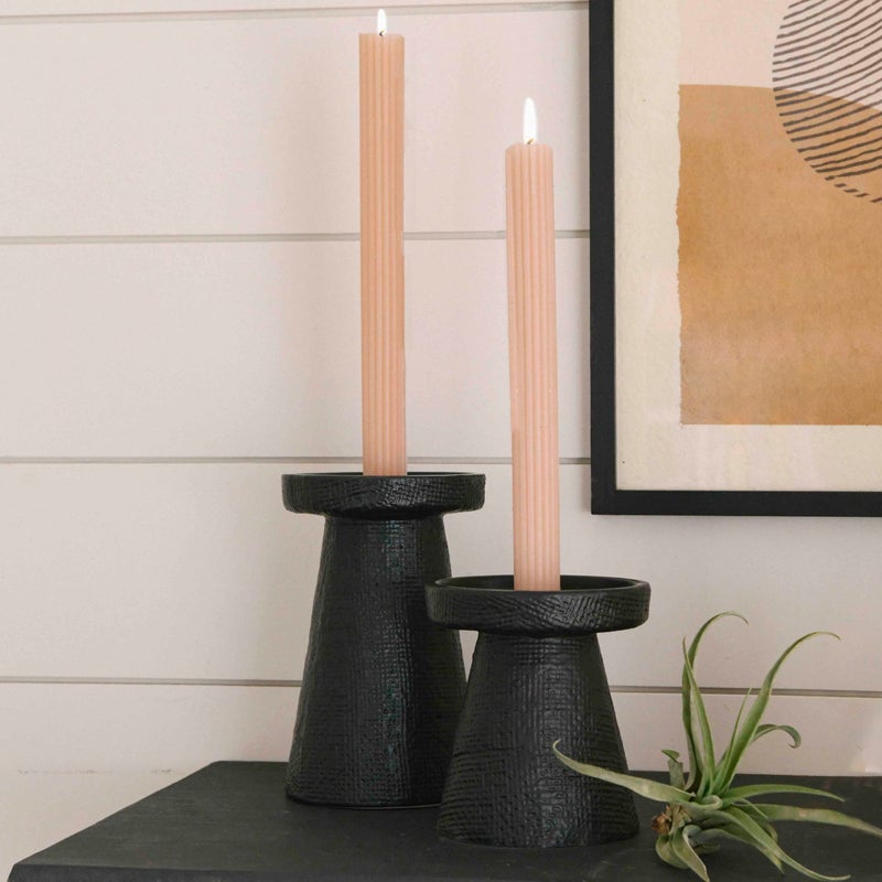 Main + Mesa Stoneware Pillar & Taper Candle Holders, Set of 2 - Image 2